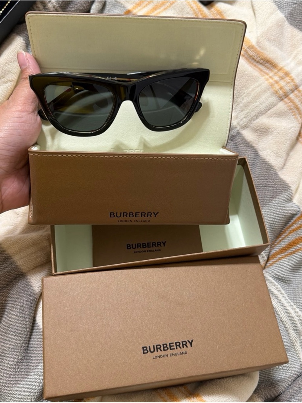 Burberry Black Cat-Eye Sunglasses with Dark Lenses